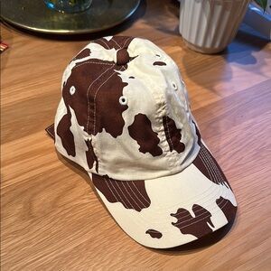 Brown and White Cow Print Cap
